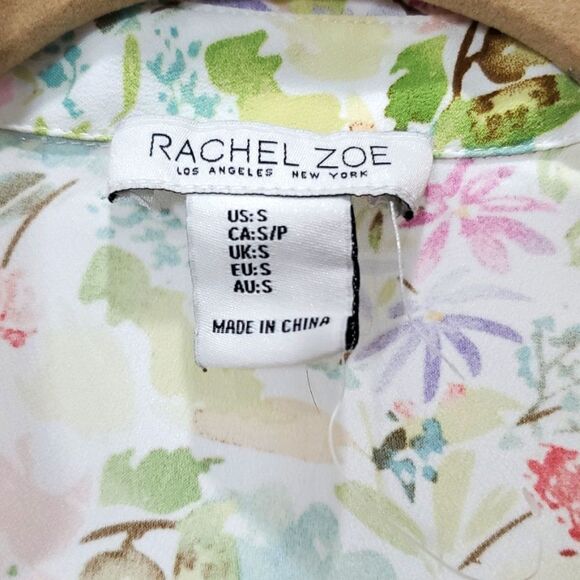 Rachel Zoe Womans Floral Wrap Blouse Side Tie Pink Red Green Blue Size Small NWO - Picture 2 of 7